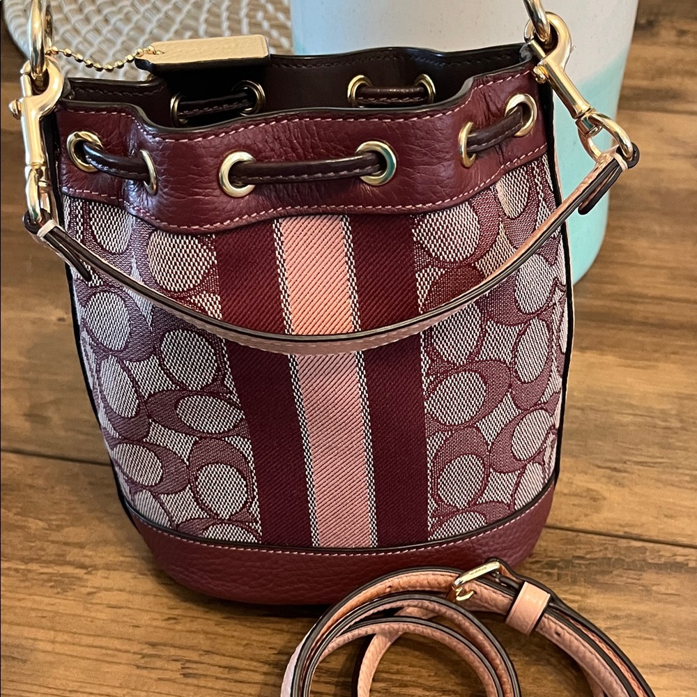 Coach Burgundy and Cream Mini Bag - Picture 8 of 16